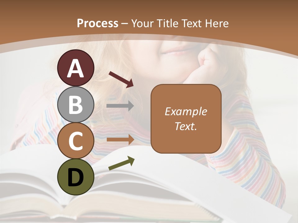 A Little Girl Is Reading A Book On A Table PowerPoint Template