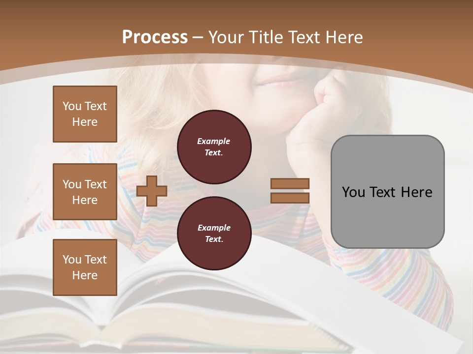 A Little Girl Is Reading A Book On A Table PowerPoint Template