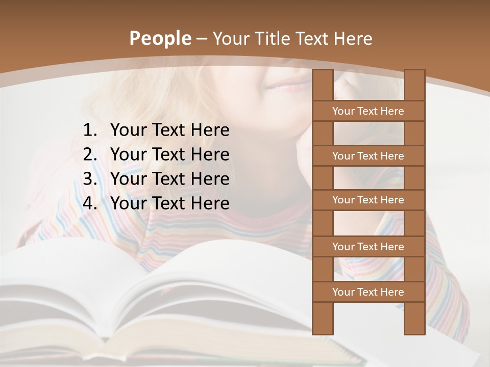 A Little Girl Is Reading A Book On A Table PowerPoint Template