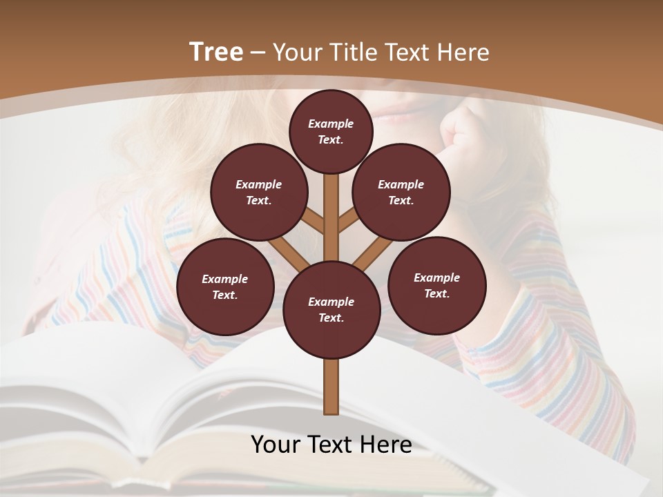 A Little Girl Is Reading A Book On A Table PowerPoint Template