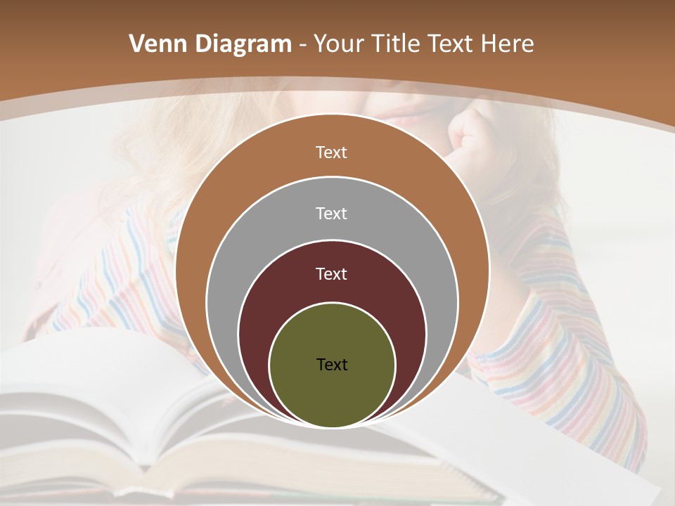 A Little Girl Is Reading A Book On A Table PowerPoint Template