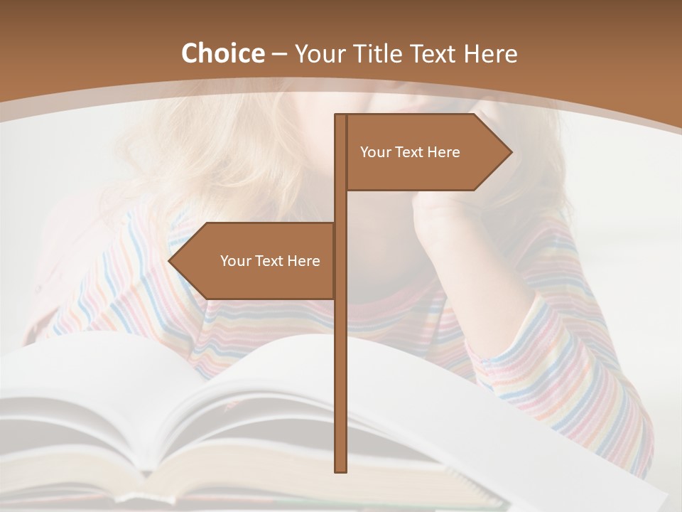 A Little Girl Is Reading A Book On A Table PowerPoint Template