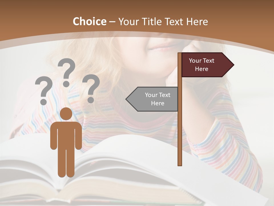 A Little Girl Is Reading A Book On A Table PowerPoint Template