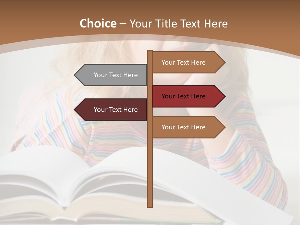 A Little Girl Is Reading A Book On A Table PowerPoint Template