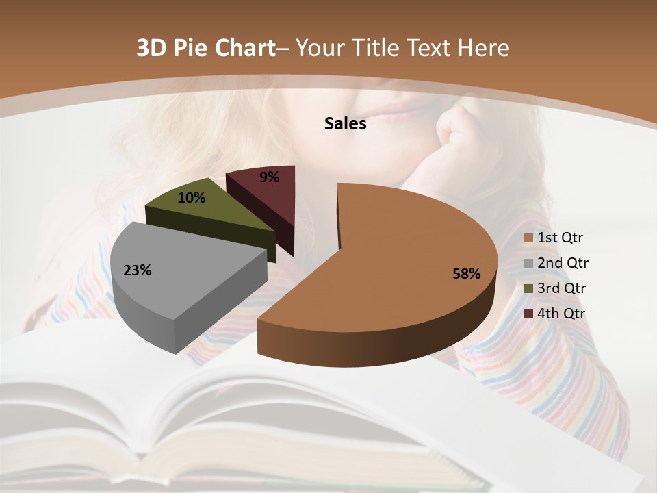 A Little Girl Is Reading A Book On A Table PowerPoint Template