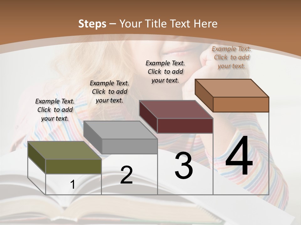 A Little Girl Is Reading A Book On A Table PowerPoint Template