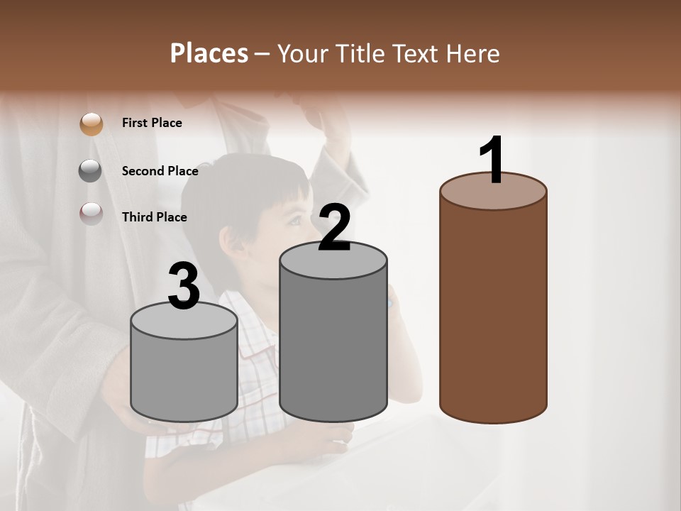 A Man Brushing His Teeth With A Young Boy PowerPoint Template