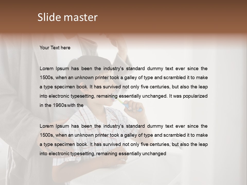 A Man Brushing His Teeth With A Young Boy PowerPoint Template