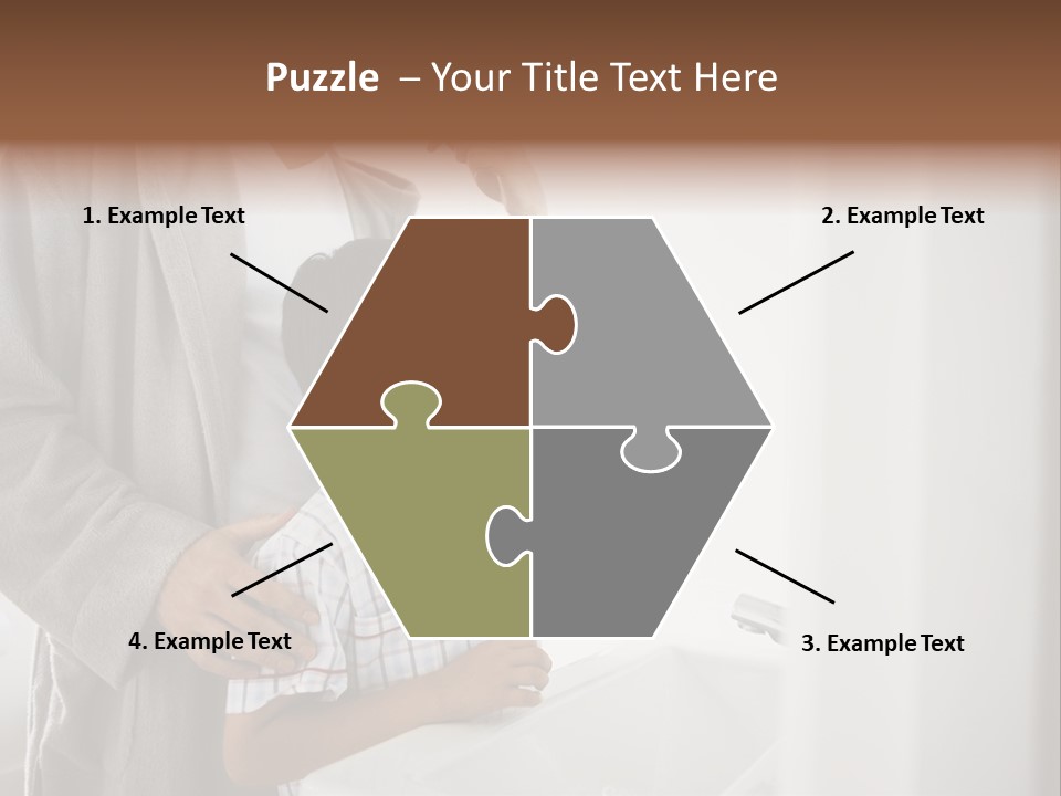 A Man Brushing His Teeth With A Young Boy PowerPoint Template