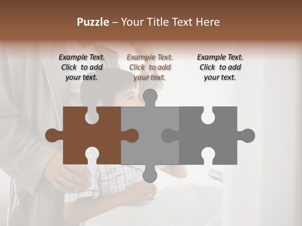 A Man Brushing His Teeth With A Young Boy PowerPoint Template