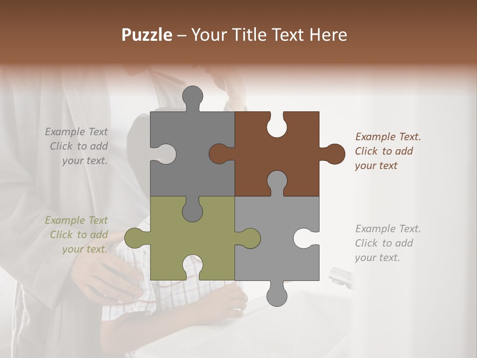 A Man Brushing His Teeth With A Young Boy PowerPoint Template