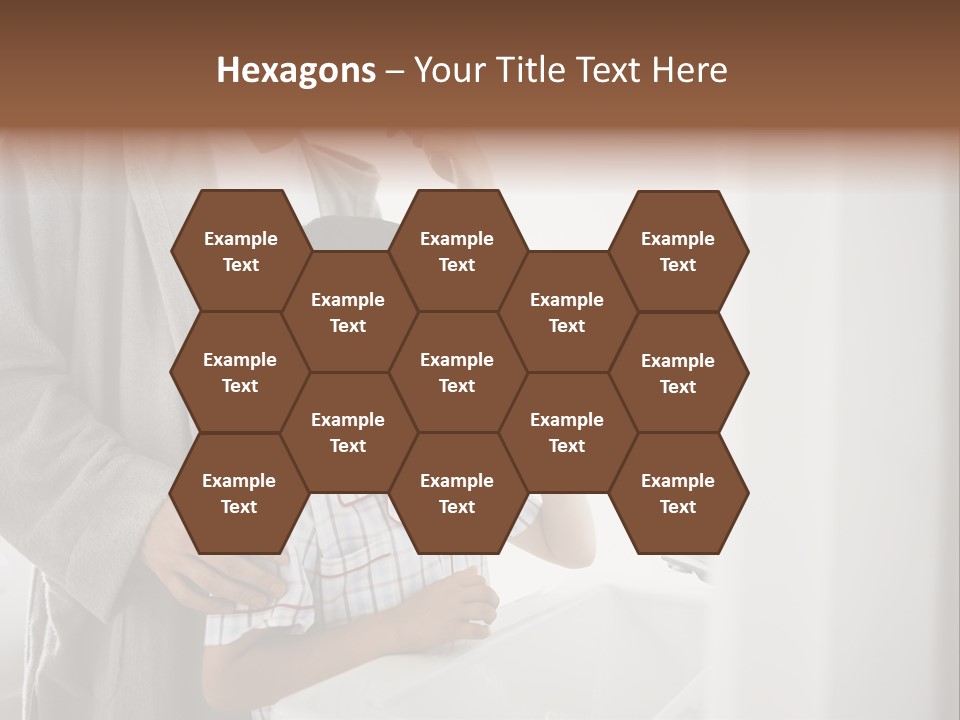 A Man Brushing His Teeth With A Young Boy PowerPoint Template