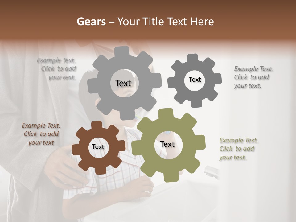 A Man Brushing His Teeth With A Young Boy PowerPoint Template