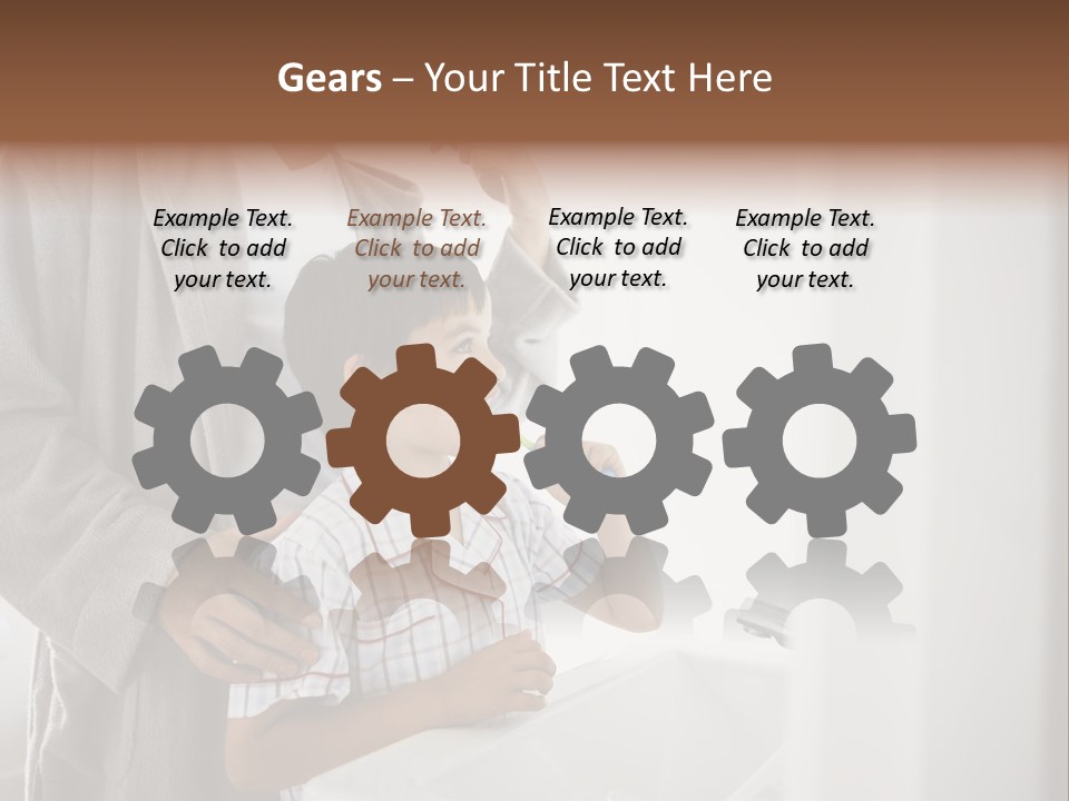 A Man Brushing His Teeth With A Young Boy PowerPoint Template