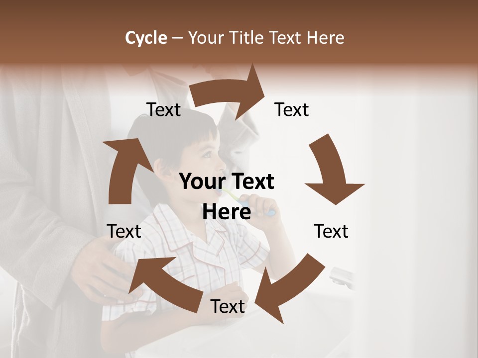 A Man Brushing His Teeth With A Young Boy PowerPoint Template