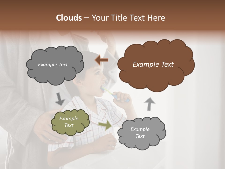 A Man Brushing His Teeth With A Young Boy PowerPoint Template