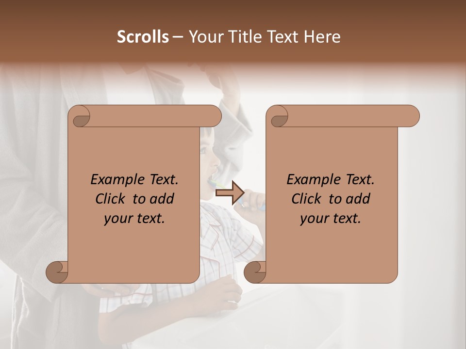 A Man Brushing His Teeth With A Young Boy PowerPoint Template