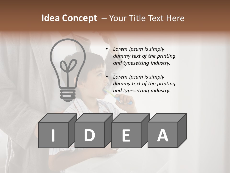 A Man Brushing His Teeth With A Young Boy PowerPoint Template