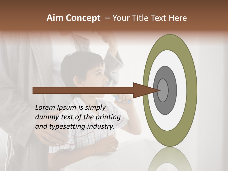 A Man Brushing His Teeth With A Young Boy PowerPoint Template