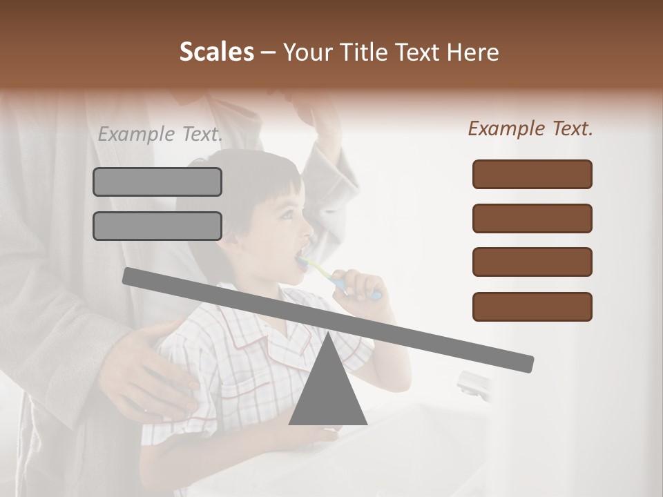 A Man Brushing His Teeth With A Young Boy PowerPoint Template