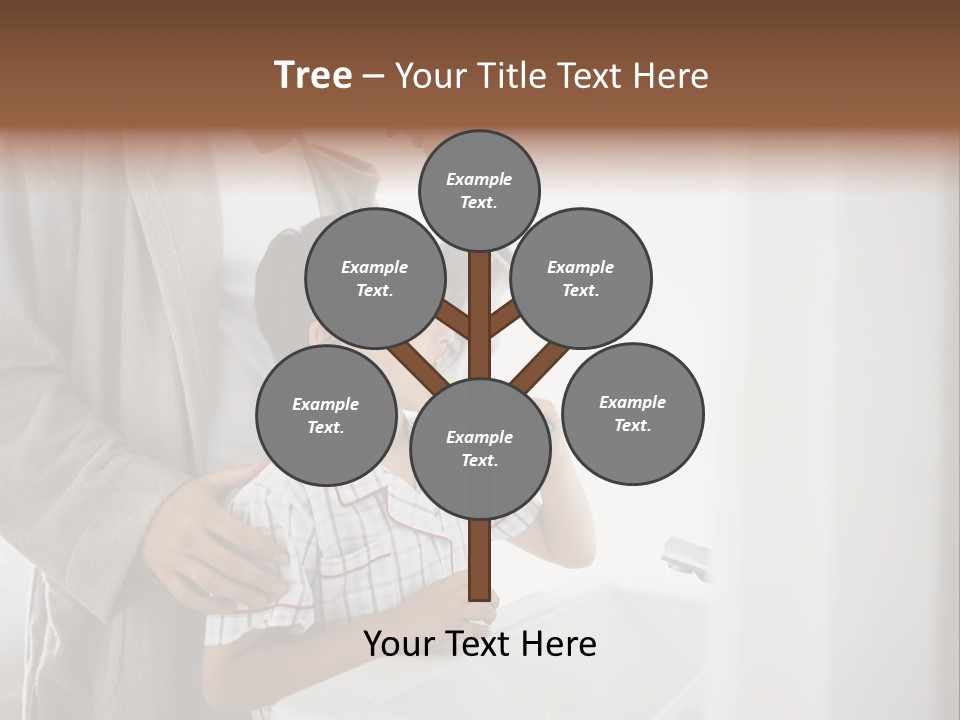 A Man Brushing His Teeth With A Young Boy PowerPoint Template