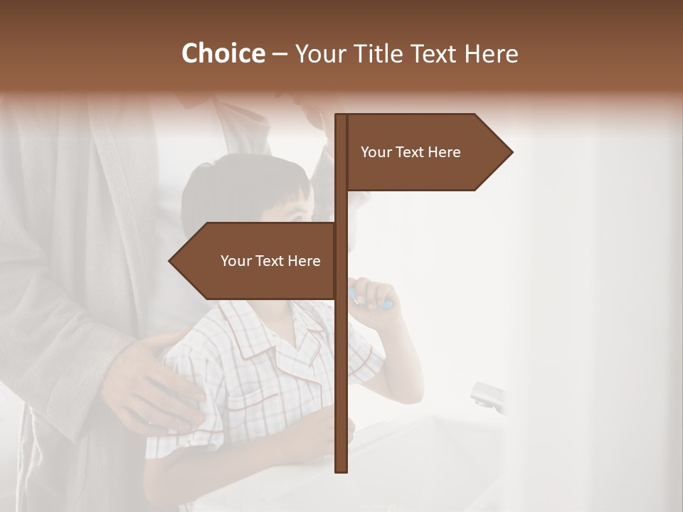 A Man Brushing His Teeth With A Young Boy PowerPoint Template