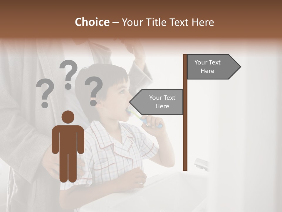 A Man Brushing His Teeth With A Young Boy PowerPoint Template