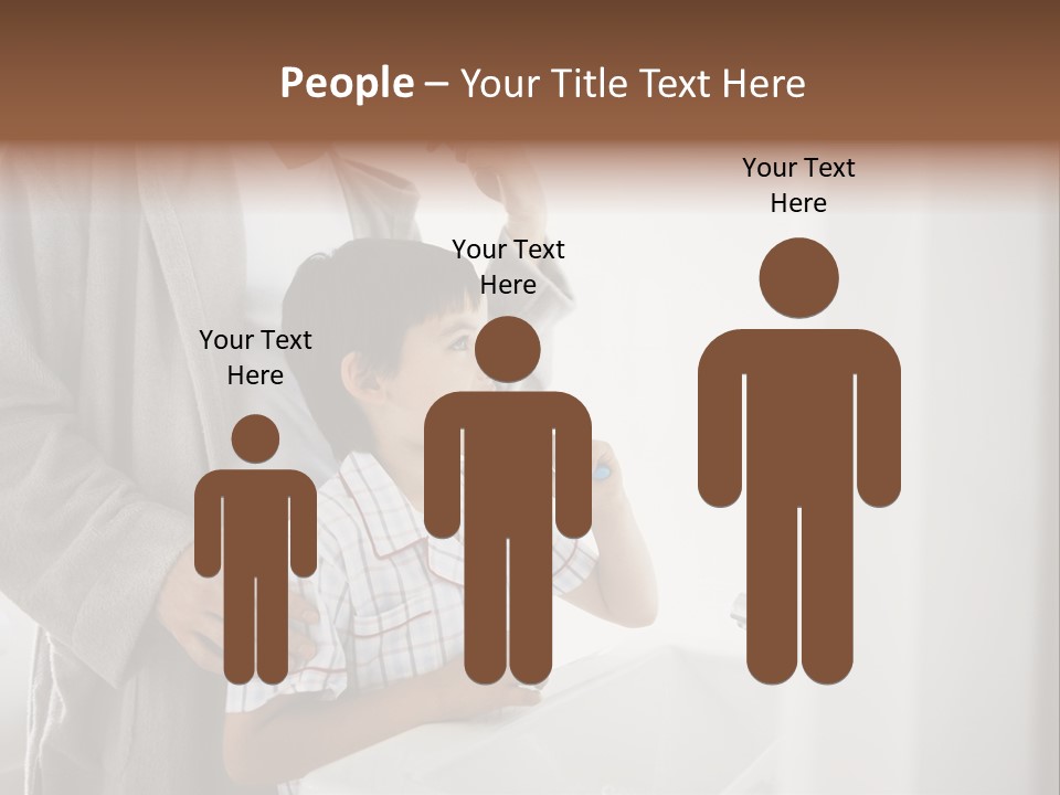 A Man Brushing His Teeth With A Young Boy PowerPoint Template