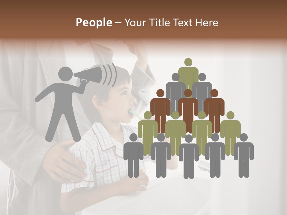 A Man Brushing His Teeth With A Young Boy PowerPoint Template