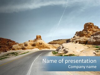 An Empty Road In The Middle Of A Desert PowerPoint Template