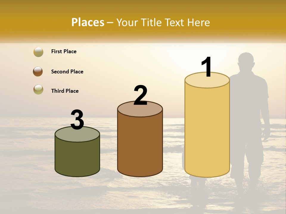 A Man Holding A Child's Hand While Standing On A Beach PowerPoint Template