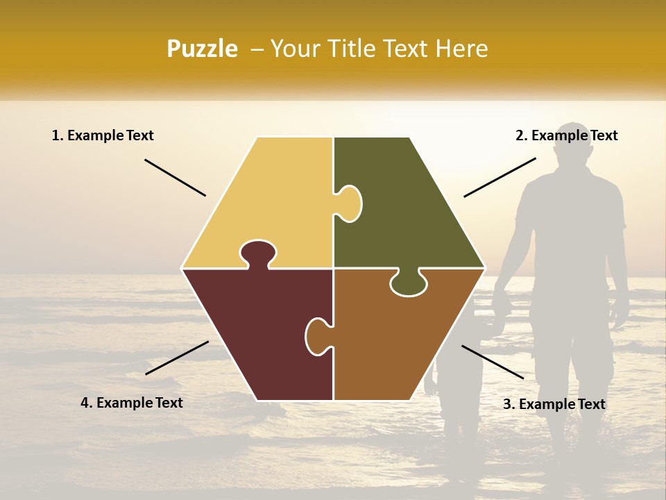 A Man Holding A Child's Hand While Standing On A Beach PowerPoint Template