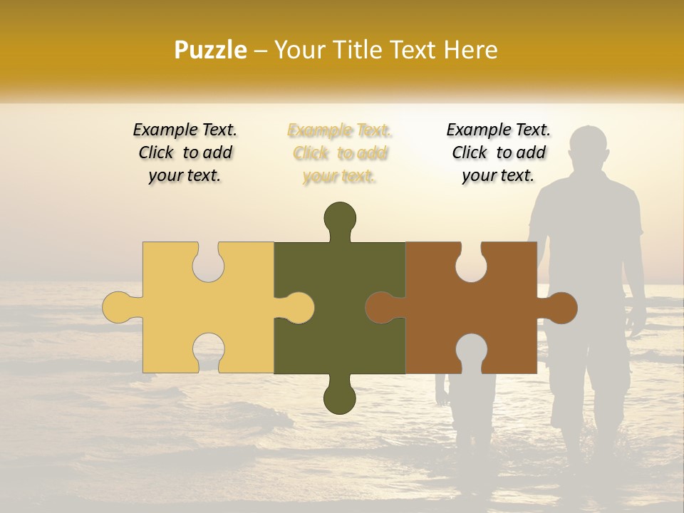 A Man Holding A Child's Hand While Standing On A Beach PowerPoint Template