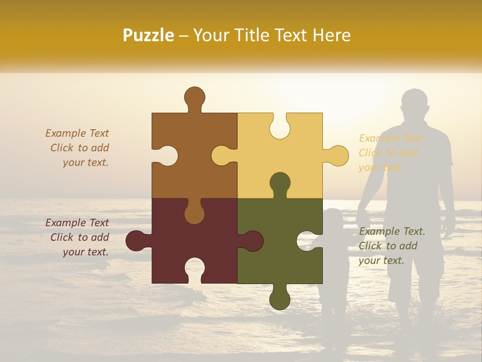 A Man Holding A Child's Hand While Standing On A Beach PowerPoint Template