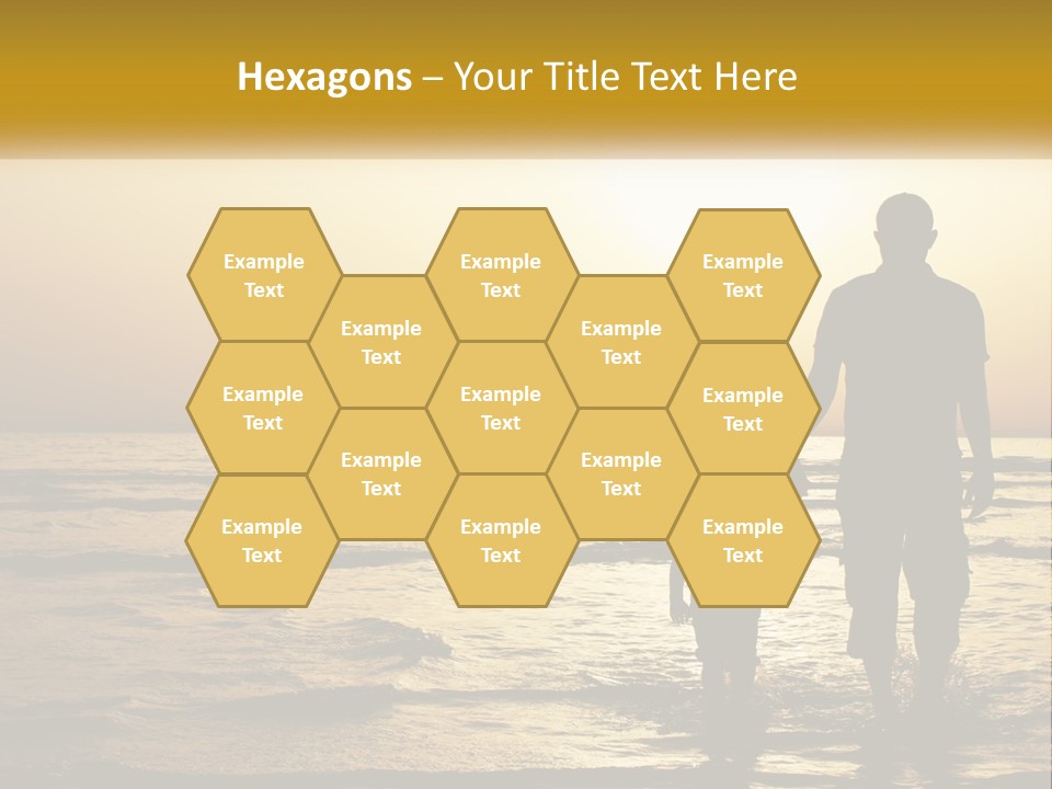 A Man Holding A Child's Hand While Standing On A Beach PowerPoint Template