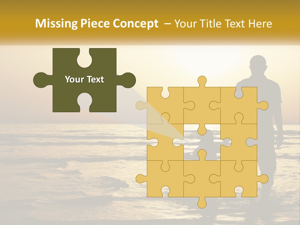 A Man Holding A Child's Hand While Standing On A Beach PowerPoint Template