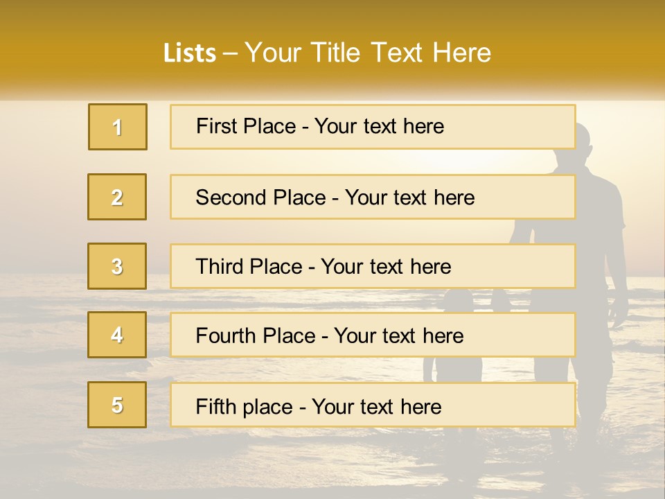 A Man Holding A Child's Hand While Standing On A Beach PowerPoint Template
