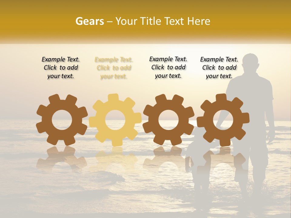 A Man Holding A Child's Hand While Standing On A Beach PowerPoint Template