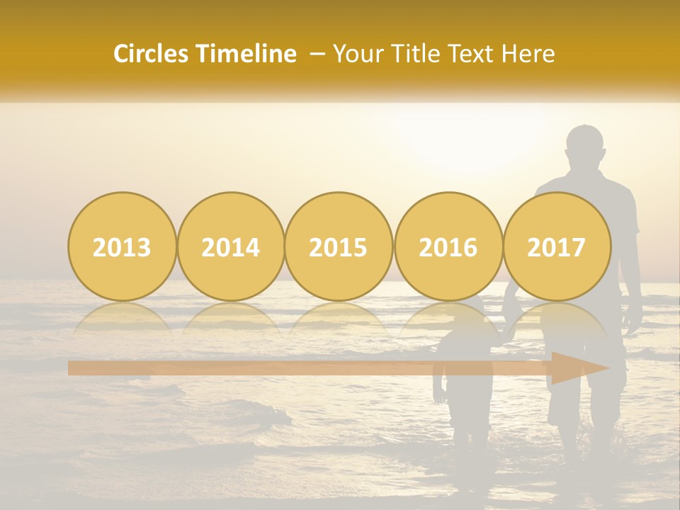 A Man Holding A Child's Hand While Standing On A Beach PowerPoint Template