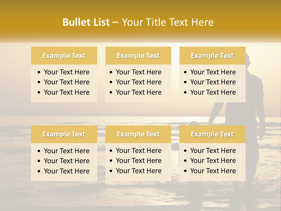 A Man Holding A Child's Hand While Standing On A Beach PowerPoint Template