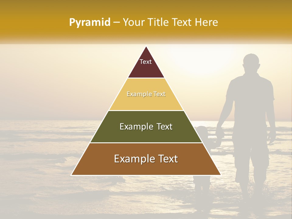 A Man Holding A Child's Hand While Standing On A Beach PowerPoint Template