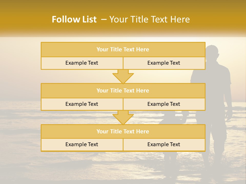 A Man Holding A Child's Hand While Standing On A Beach PowerPoint Template
