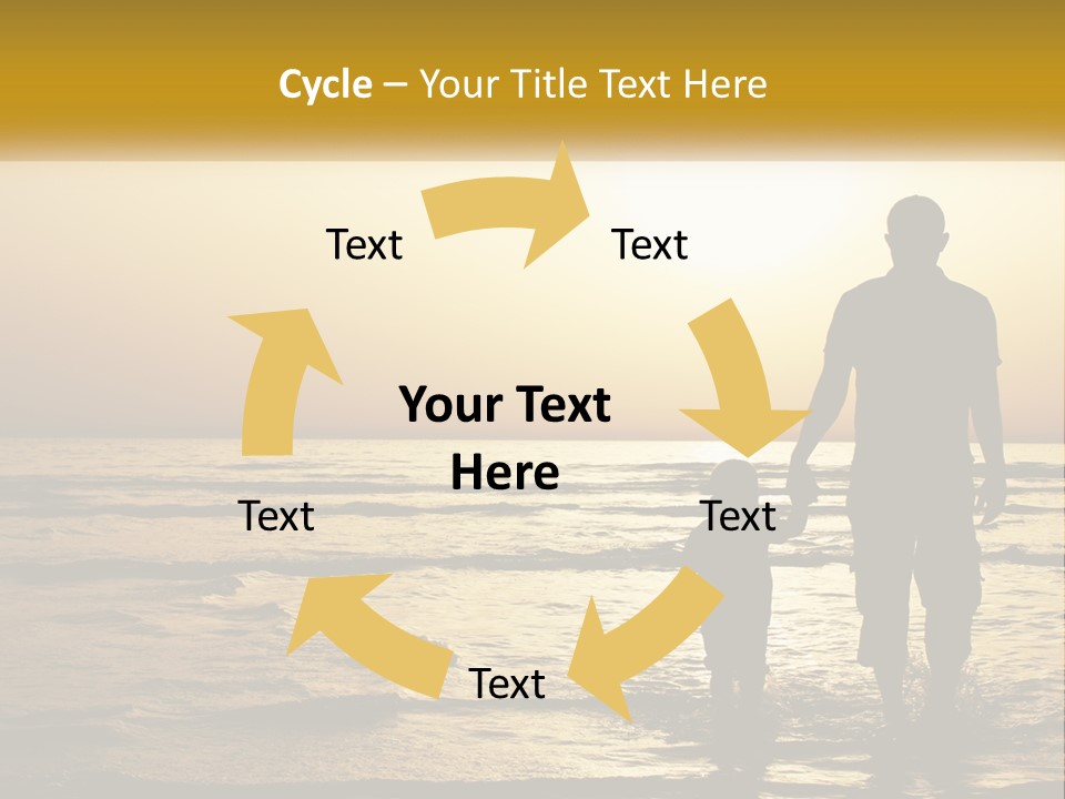 A Man Holding A Child's Hand While Standing On A Beach PowerPoint Template