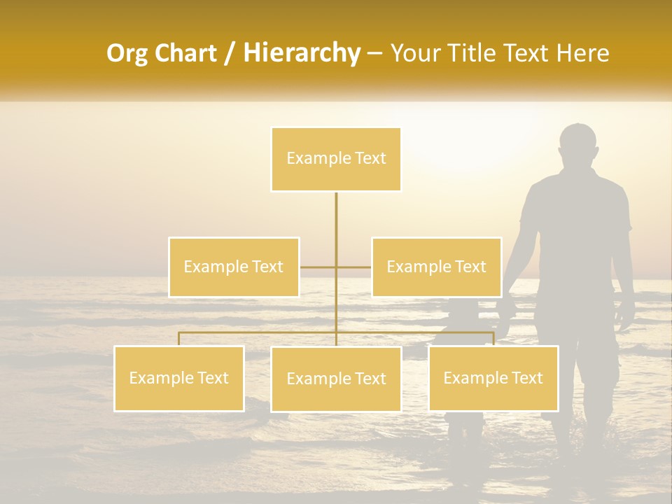 A Man Holding A Child's Hand While Standing On A Beach PowerPoint Template