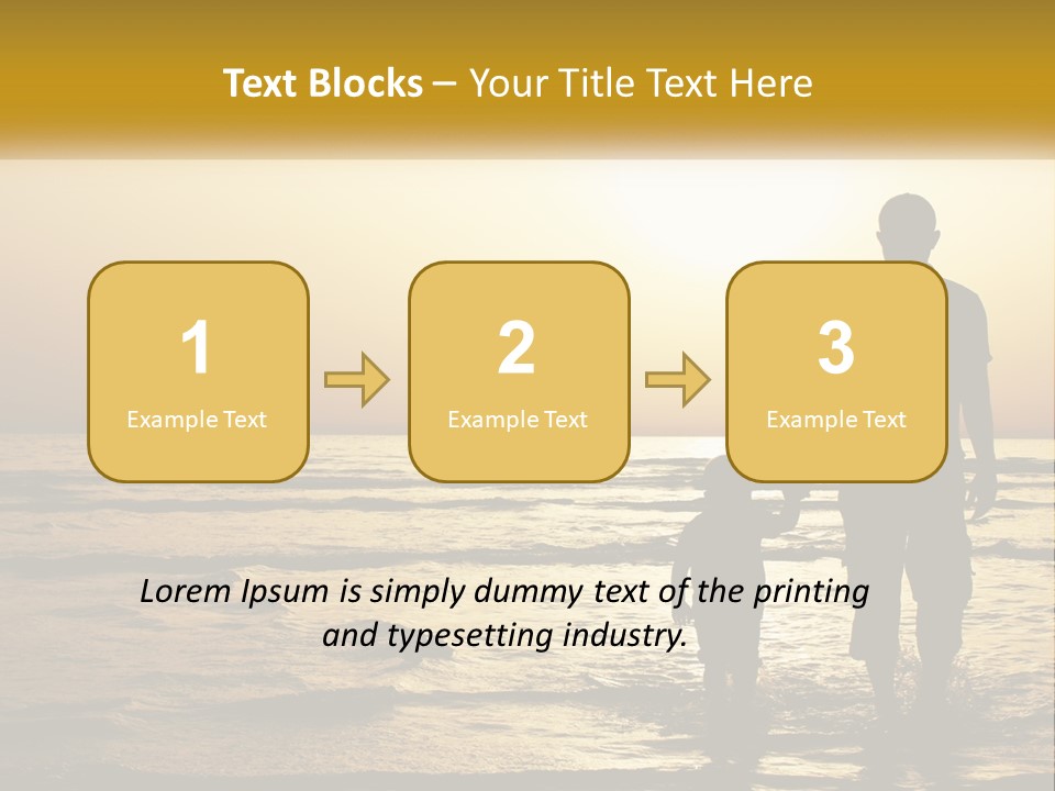 A Man Holding A Child's Hand While Standing On A Beach PowerPoint Template