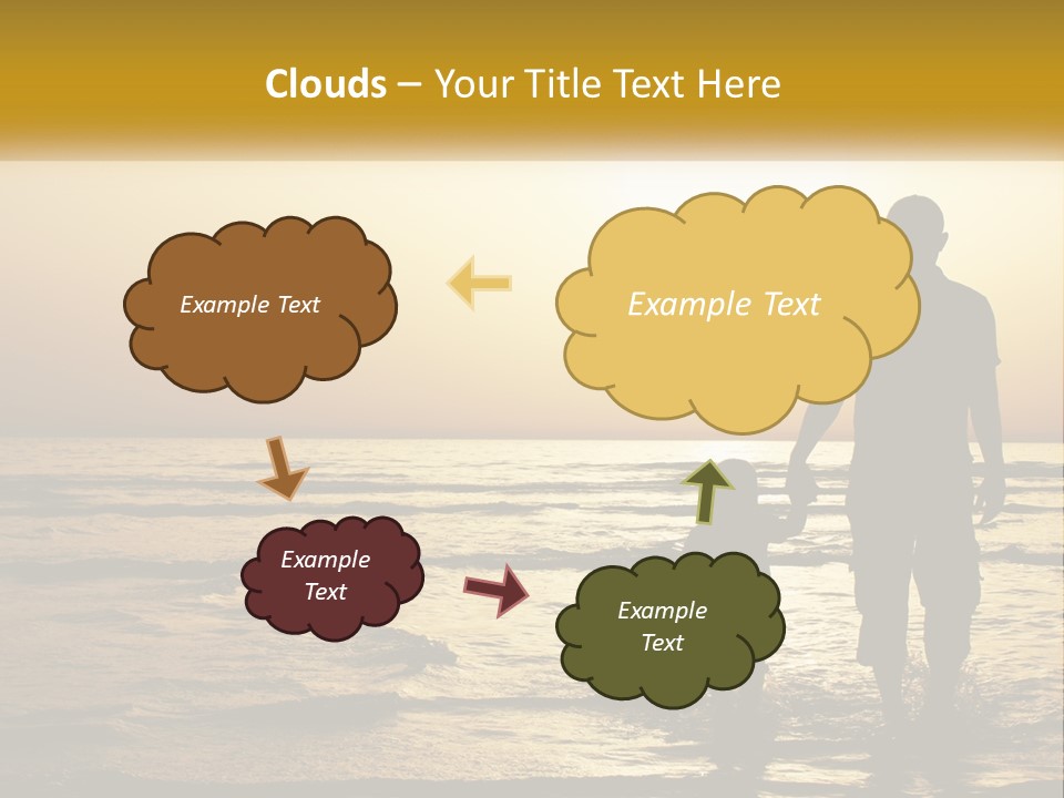 A Man Holding A Child's Hand While Standing On A Beach PowerPoint Template