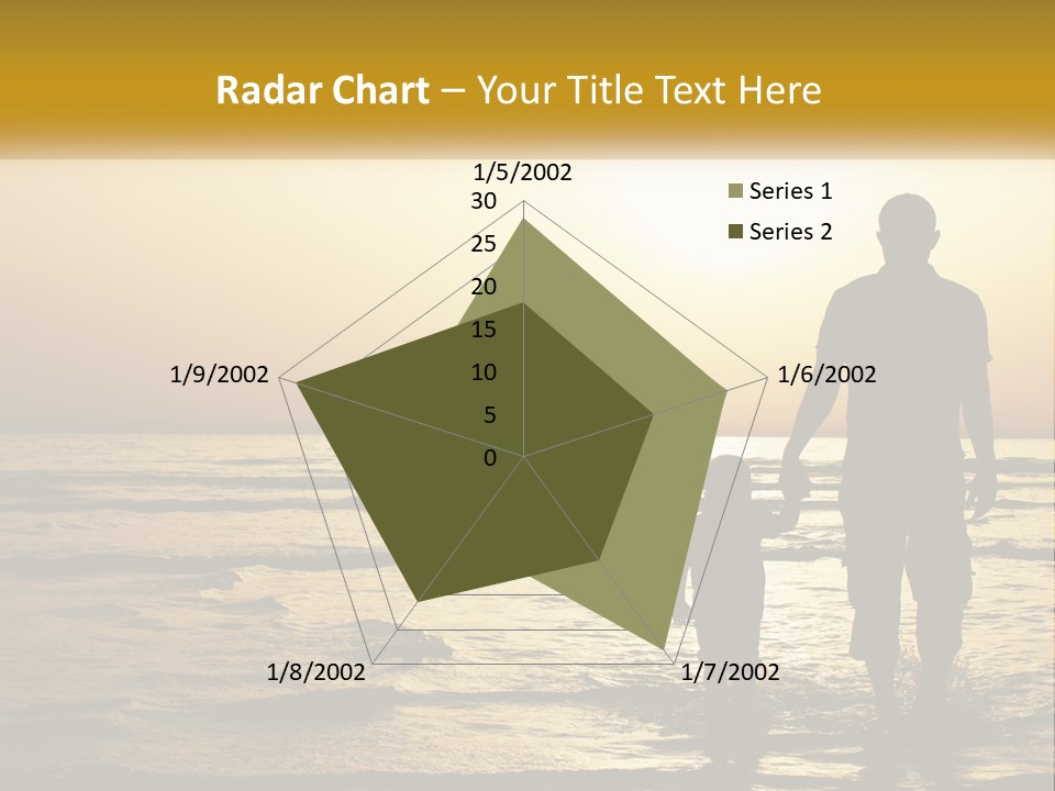 A Man Holding A Child's Hand While Standing On A Beach PowerPoint Template