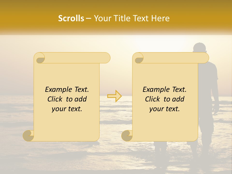 A Man Holding A Child's Hand While Standing On A Beach PowerPoint Template