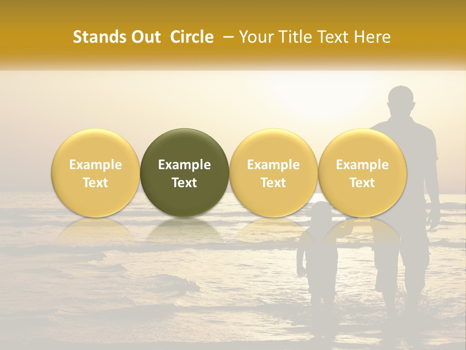 A Man Holding A Child's Hand While Standing On A Beach PowerPoint Template