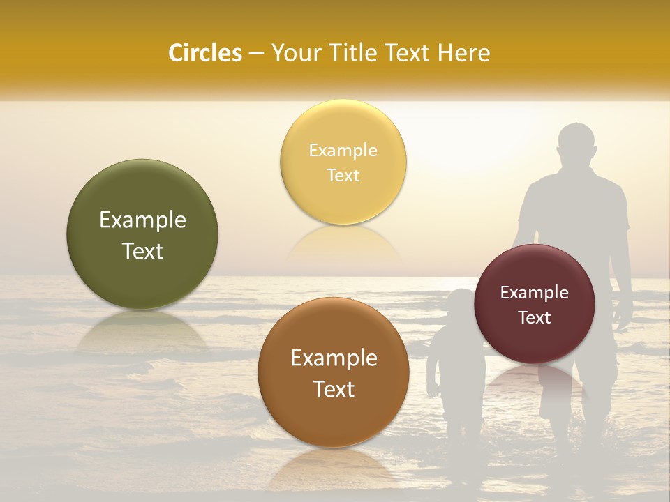 A Man Holding A Child's Hand While Standing On A Beach PowerPoint Template